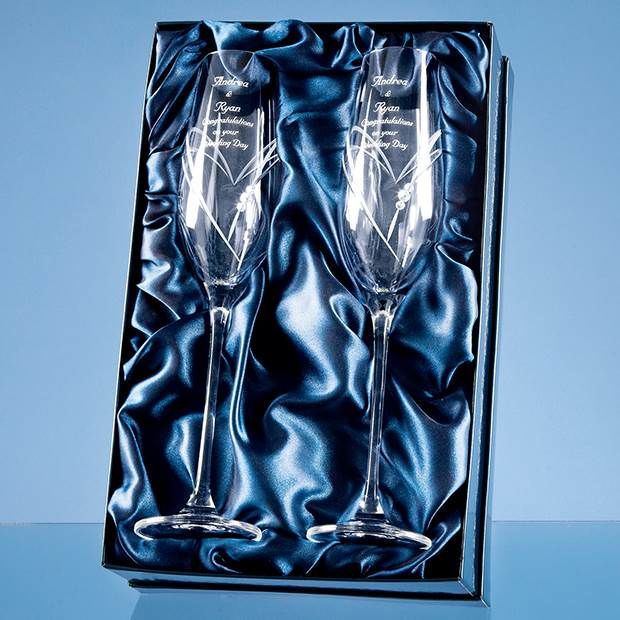 Pair of Swarovski Crystal Champagne Flutes