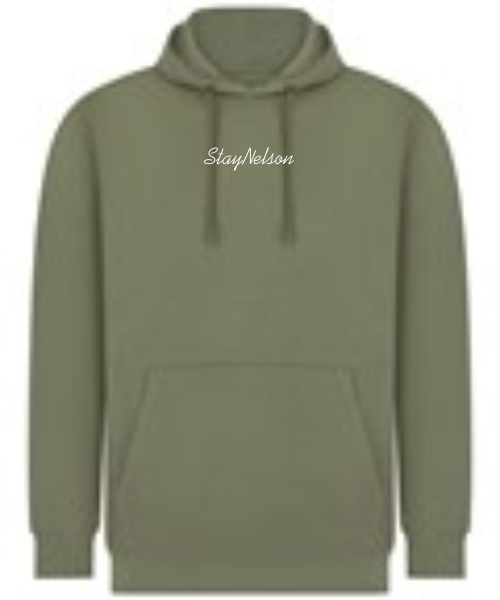 1A. Stay Nelson Script Kids Sustainable Hoodie