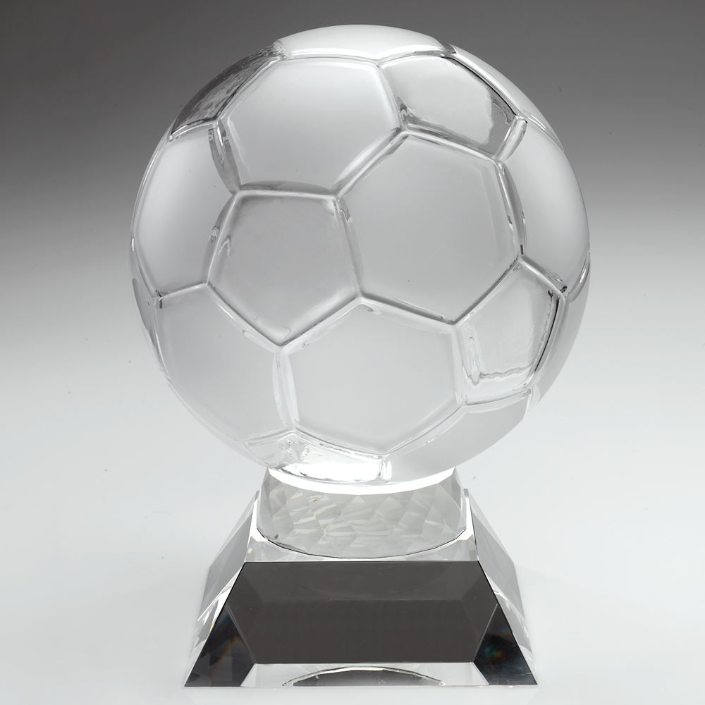 Clear Glass Football Award 165mm