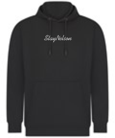 1A. Stay Nelson Script Kids Sustainable Hoodie
