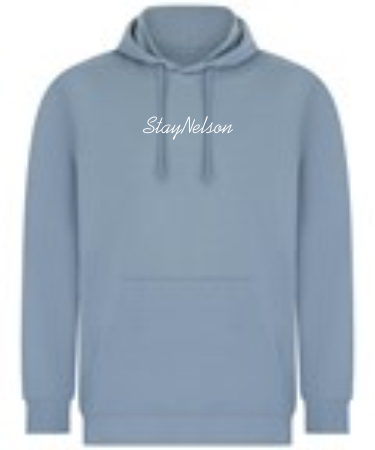 1A. Stay Nelson Script Kids Sustainable Hoodie