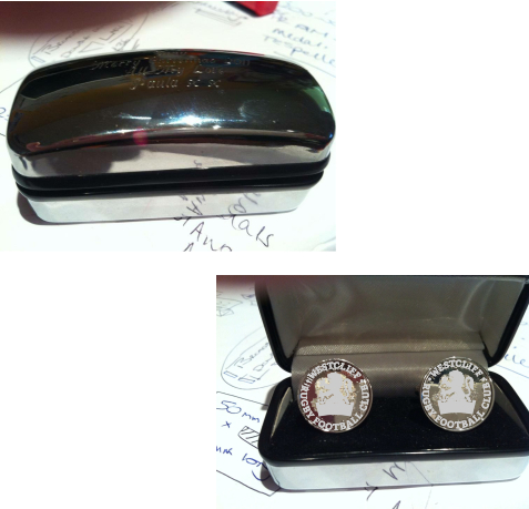 Westcliff RFC Engraved Cufflinks in Engraved Case