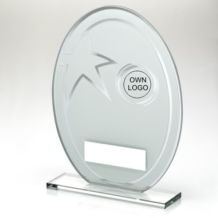 Customised Oval Opaque Glass Trophy